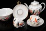Купить Набор тет-а-тет «Папоротник» (2 чайные пары, сухарница, чайник), форма "Весенняя" С.Е. Яковлевой, фарфор, роспись, золочение, цировка, Ленинградский фарфоровый завод (ЛФЗ), СССР, 1970-1992 гг.