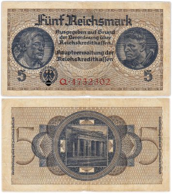купить Германия 5 рейхсмарок (reichsmark) 1940-1945 "Немецкие оккупационные территории"