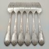 Купить Набор из шести вилок с растительным декором, мНЦ (медь-никель-цинк), Вольнянский завод столовых приборов им. Шевченко (ЗiШ, ЗиШ), СССР, 1960-1990 гг.