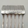 Купить Набор из шести вилок с растительным декором, мНЦ (медь-никель-цинк), Вольнянский завод столовых приборов им. Шевченко (ЗiШ, ЗиШ), СССР, 1960-1990 гг.