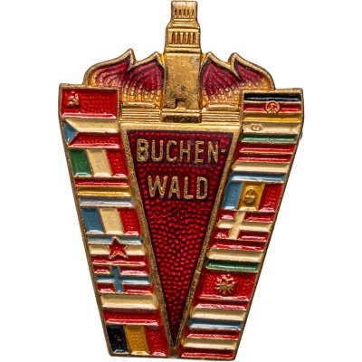купить Памятный знак посетителя музея "Концлагерь Бухенвальд", латунь, эмаль, краска, булавка. ГДР, 1950-1970 гг.