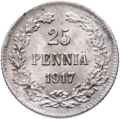 купить 25 пенни (pennia) 1917 S гербовый орел без короны Российская Финляндия