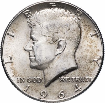 купить США 1/2 доллара (half dollar, полдоллара, 50 центов) 1964 "Кеннеди" без знака монетного двора
