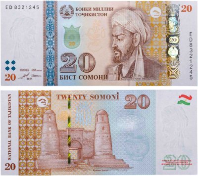 купить Таджикистан 20 сомони 2025 Pick 25f гибрид