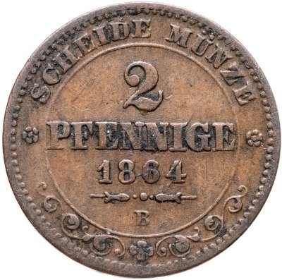 купить Германия, Саксония 2 пфеннига 1864