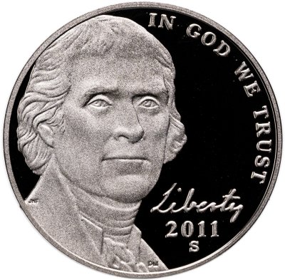купить США 5 центов (cents) 2011 S "Jefferson Nickel", знак монетного двора: "S" - Сан-Франциско