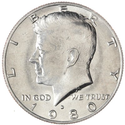 купить США 50 центов (1/2 доллара, half dollar) 1980 D Kennedy Half Dollar (Кеннеди) знак монетного двора "D"