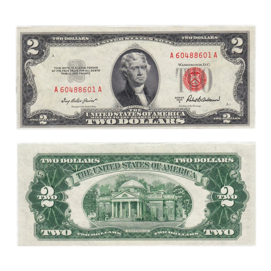 Банкнота США 2 доллара 1953 Series 1953 стоимостью 5550 руб.