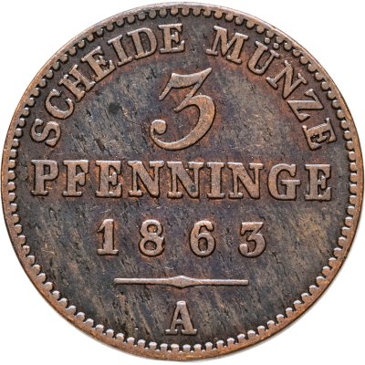 купить Германия, Пруссия 3 пфеннинга 1863 А