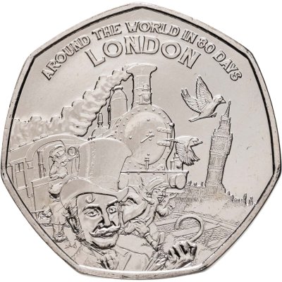 купить Гернси 50 пенсов 2022 "Вокруг света за 80 дней - Лондон"