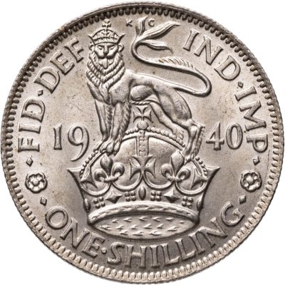 купить Великобритания 1 шиллинг (shilling) 1940 Английский шиллинг - лев, стоящий на короне