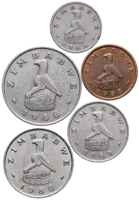 купить Зимбабве, набор монет 1-50 центов 1988-1989 (5 шт.)