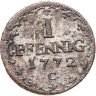 Купить Германия, Саксония 1 пфенниг 1772