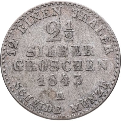 купить Германия Пруссия 2 1/2 серебряных гроша 1843