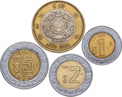 купить Мексика, набор из 4 монет - 1, 2, 5 и 10 песо 2001 - 2011