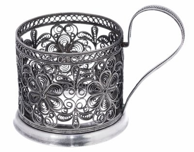 Купить Подстаканник  "Ромашка" в технике "скань", металл, СССР, 1970-1990 гг.