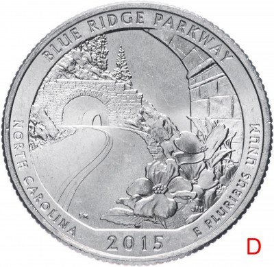 купить США 1/4 доллара (25 центов, квотер) 2015 D — "Автодорога Блю-Ридж" (28-й парк)