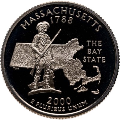 купить США 25 центов (квотер, 1/4 доллара, quarter dollar) 2000 S Квотер штата Массачусетс, знак монетного двора: "S" - Сан-Франциско