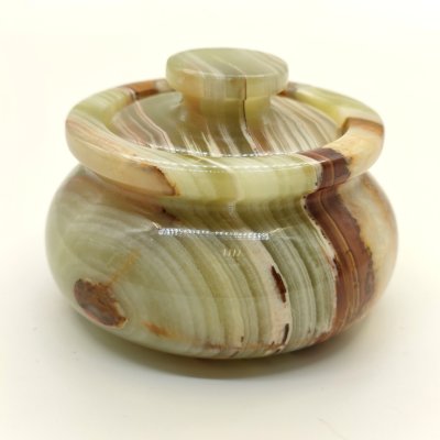 купить Солонка круглой формы зеленовато-коричневого цвета, оникс, резьба, Азия, 2000-2015 гг.