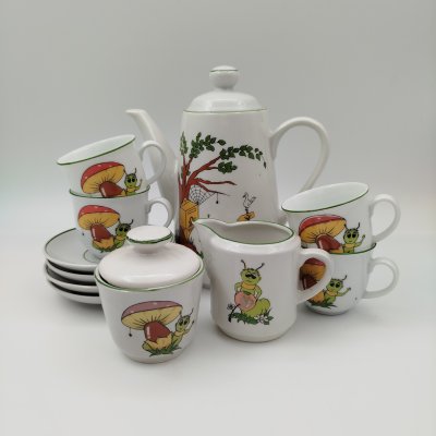 купить Сервиз чайный (детский) на 4 персоны "Гусеница" (11 предметов), фарфор, деколь, картон, ГДР, 1970-1990 гг.