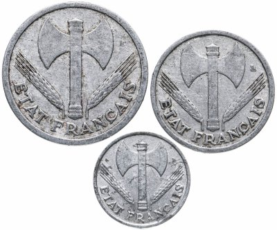 купить Франция, набор из 3 монет 1942-1944 Режим "Виши"