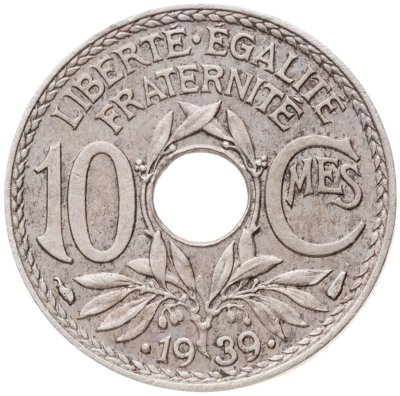 купить Франция 10 сантимов (centimes) 1939