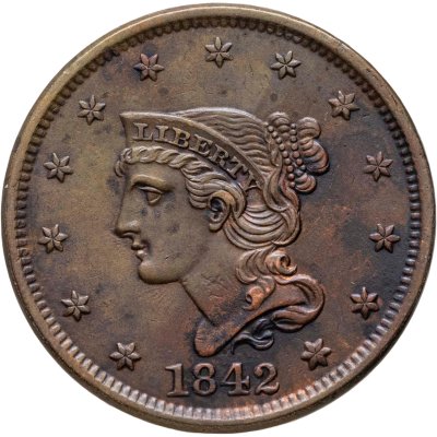 купить США 1 цент 1842 Liberty Head Cent