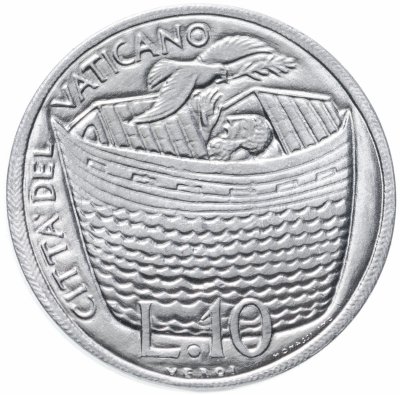 Купить Ватикан 10 лир (lire) 1975 "Лето Господне"