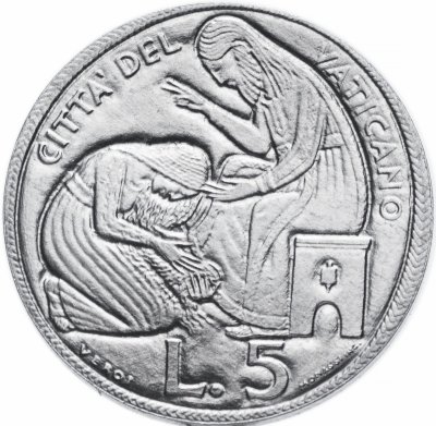 купить Ватикан 5 лир 1975 "Лето Господне"