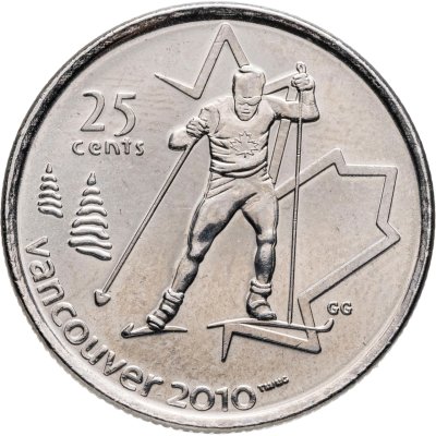 купить Канада 25 центов (cents) 2009 "XXI зимние Олимпийские Игры, Ванкувер 2010 - Лыжные гонки"