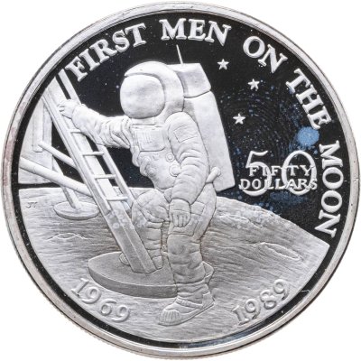 купить Маршалловы острова 50 долларов 1989 "20 лет Первой посадке людей на Луну" в футляре с сертификатом