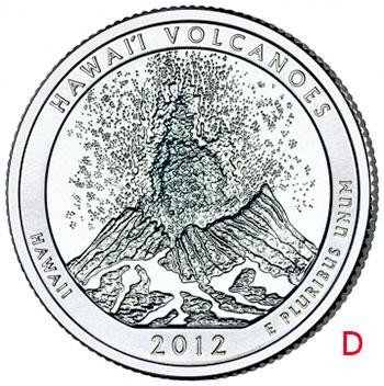 купить США 25 центов (квотер) 2012 D — Национальный парк Гавайские вулканы