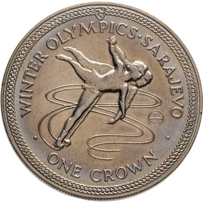 купить Остров Мэн 1 крона (crown) 1984 XIV зимние Олимпийские Игры, Сараево 1984