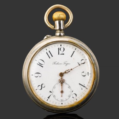 купить Часы карманные, с дополнительной малой секундной стрелкой, №487991, металл, эмаль, стекло, Павел Буре, Российская империя, 1900-1917 гг.