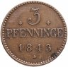 Купить Германия, Мекленбург-Шверин 3 пфеннига 1843