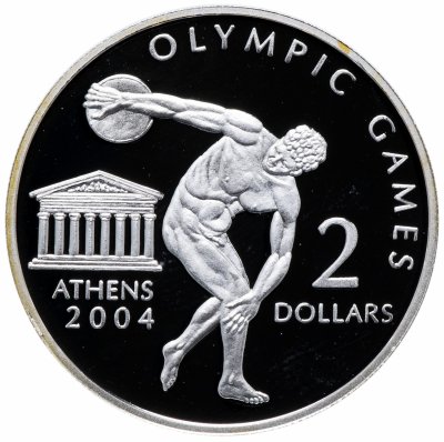 Купить Острова Кука 2 доллара 2002 "Олимпийские игры в Афинах 2004 г."