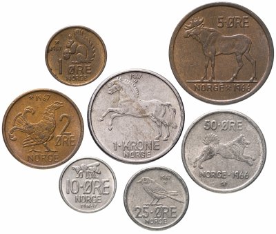 купить Норвегия, набор монет 1966-1967 (7 монет), "Животные"