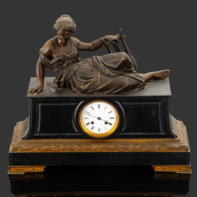 купить Часы каминные, фирма "Japy Freres", бронза, золочение, патинирование, металл, Франция, 1855-1870 гг.