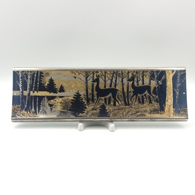 купить Панно настенное "Косули", сталь, гравировка, травление, никелирование, золочение, Златоустовская оружейная фабрика, СССР, 1995 г.