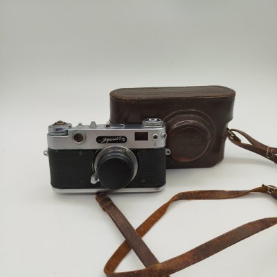 купить Фотоаппарат "Зоркий-5" с объективом "Индустар-22" в оригинальном кофре, металл, кожа, стекло, пластик, Красногорский механический завод (КМЗ), СССР, 1958-1959 гг.