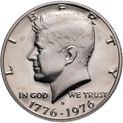 купить США 50 центов (1/2 доллара, half dollar) 1976 S Proof 200 лет независимости США знак монетного двора "S" - Сан-Франциско