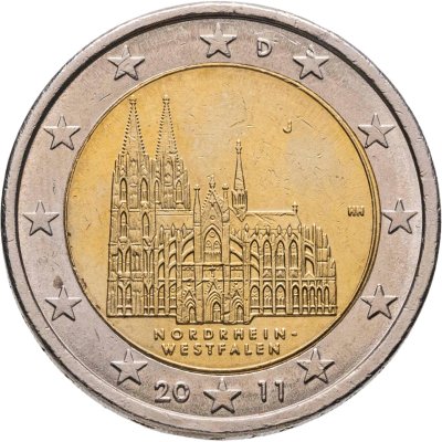 купить Германия 2 евро (euro) 2011 "Федеральные земли Германии - Кёльнский собор, Северный Рейн — Вестфалия", знак монетного двора "J" - Гамбург