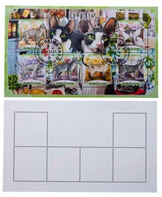 купить Буркина Фасо марки квартблок "Коты и кошки"