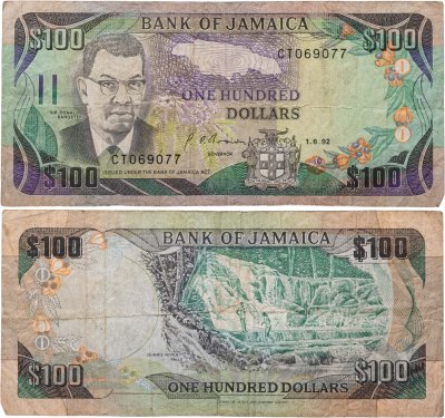 купить Ямайка 100 долларов 1992 "Водопады Даннс-Ривер"
