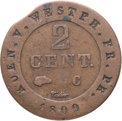 купить Германия, Вестфалия 2 сантима 1809 Наполеон