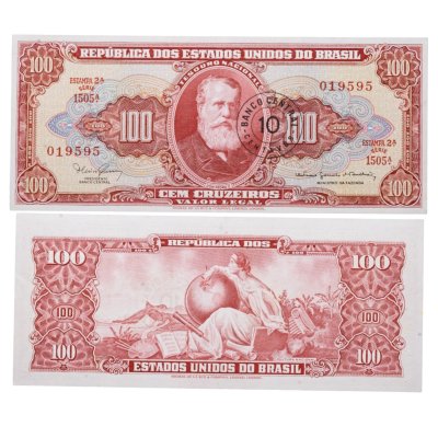 купить Бразилия 10 сентаво 1966-67 на 100 крузейро (Pick 185b) MINISTRO