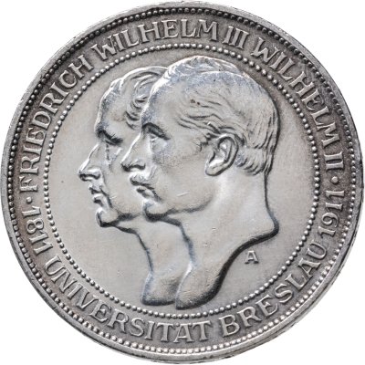 купить Германия (Пруссия) 3 марки 1911 "100-летие Университета Бреслау (Вроцлава)"