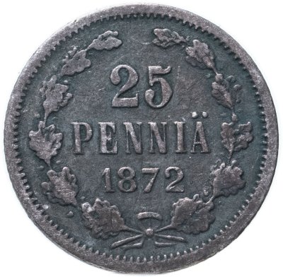 Купить 25 пенни (pennia) 1872 S