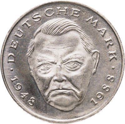 купить Германия 2 марки 1993 Людвиг Эрхард, 40 лет Федеративной Республике (1948-1988) знак монетного двора: "A" - Берлин Германия