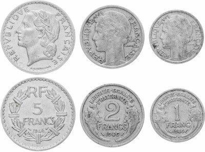 купить Франция, набор из 3 монет от 1 до 5 франков